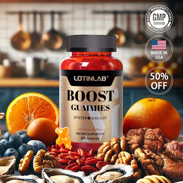 LOTINLAB BOOST GUMMY - Daily Dietary Supplement for Strength with Vitamin B3, Oyster Extract, Shilajit, Taurine, Inositol - Non-GMO, Gluten-Free, Gelatin-Free - 60 Gummies - Made in USA, GMP