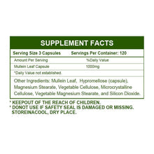 Load image into Gallery viewer, New Mulittea Mullein Leaf Capsules 1000mg Support Lung Cleanse Capsules