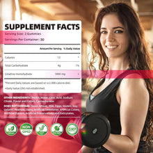 Load image into Gallery viewer, Happyummmm Creatine Monohydrate Gummies for Men &amp; Women-5g of Creatine Monohydrate per Serving - Sugar Free,Vegan, Strawberry Flavor, 180 Count-2pack