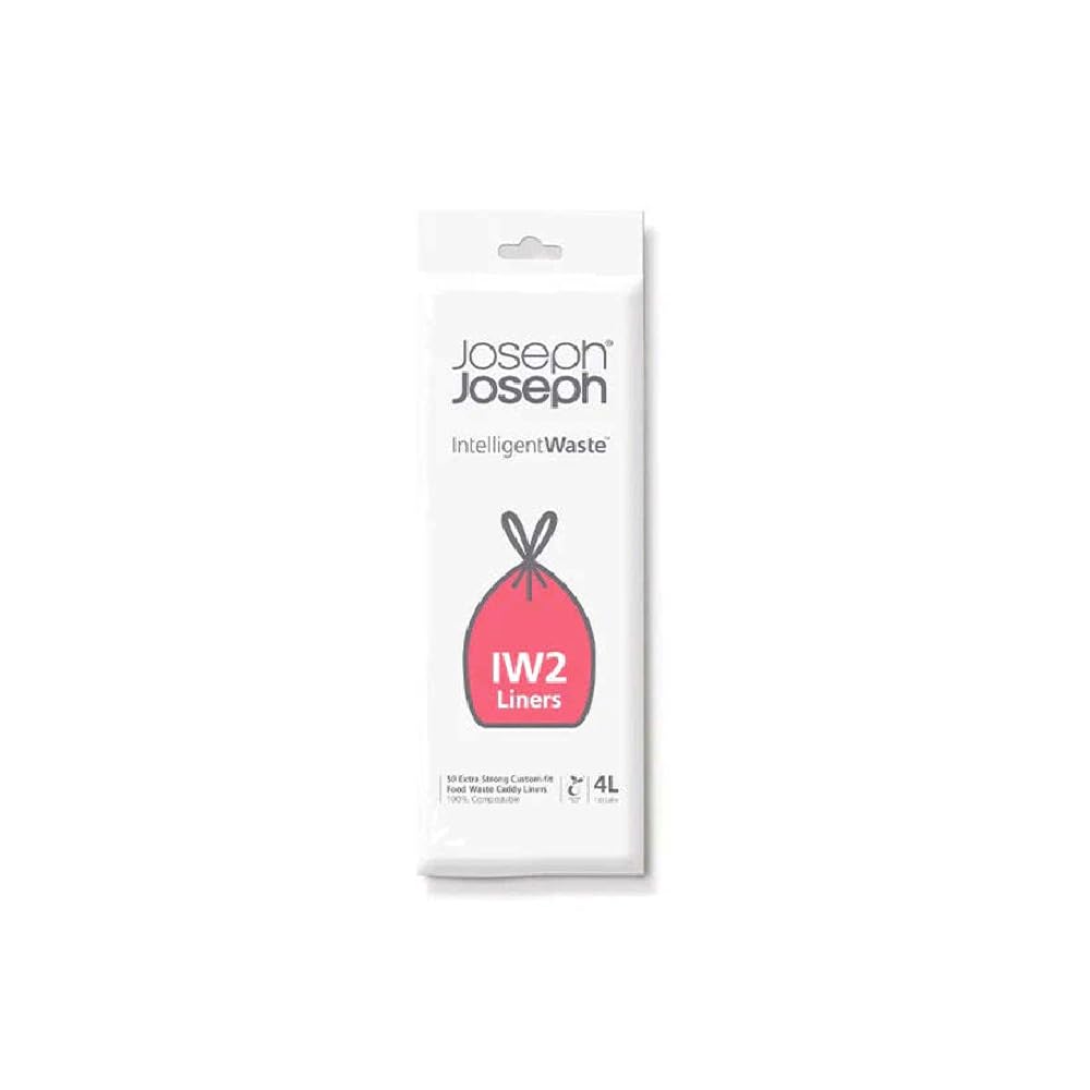Joseph Joseph IW2 Biodegradable Trash Bags, Custom Fit Bin Liners for Food Waste Caddy 1 Gallon / 4 Liter 100% Compostable, Pack of 50
