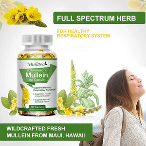 New Mulittea Mullein Leaf Capsules 1000mg Support Lung Cleanse Capsules
