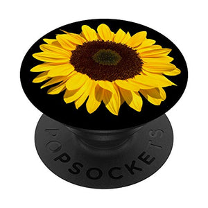 Sunflower yellow on black phone stand for girls and boys PopSockets PopGrip: Swappable Grip for Phones & Tablets