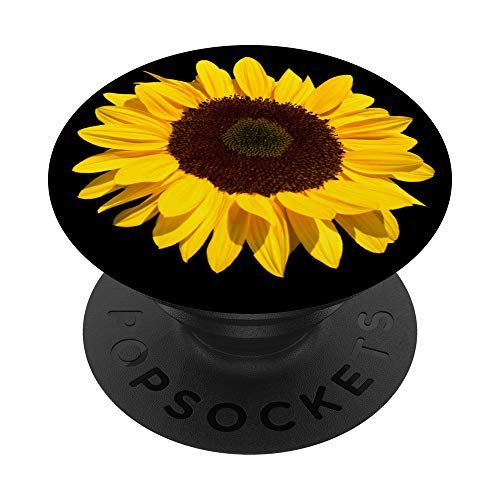 Sunflower yellow on black phone stand for girls and boys PopSockets PopGrip: Swappable Grip for Phones & Tablets