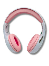 Load image into Gallery viewer, THINGS AUDIO Portable Personal FM Radio Headphones Pull-Out Antenna for Great Reception, Walking, Jogging, Relaxing, School, Talk Radio - Powered by 2AA Batteries (Not Included) (White &amp; Pink)