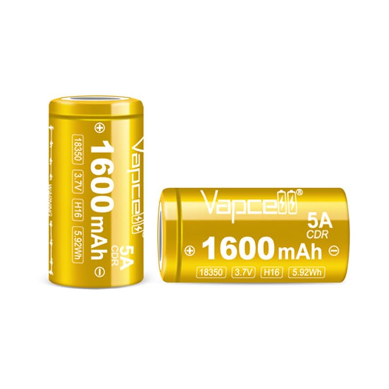 Cecicebb Vapcell IMR 18350 1600mAh 5A Flat top Rechargeable Batteries 2 Pack H16