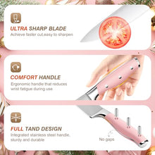Load image into Gallery viewer, Pink Knife Set,15 Pieces Professional Kitchen Knife Set with Universal Knife Block, Super Sharp Knife Set with Ergonomic Handle Non-stick Stainless Steel Knife Block Set (Pink-15 Pieces)