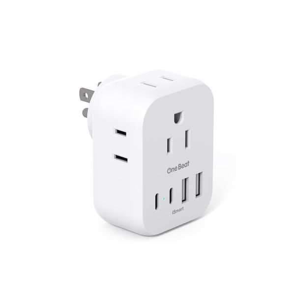 Travel Cruise Ship Essentials, One Beat Multi Plug Wall Outlet Extender with 4 Outlets 4 USB Ports (2 USB-C), Cruise Approved Power Strip Non Surge Protector, Travel Plug Adapter, Cruise Must Haves