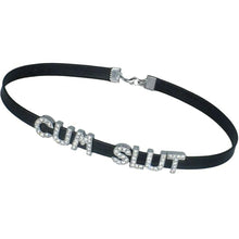 Load image into Gallery viewer, CUM SLUT Rhinestone Choker Necklaces For Wife and Husband,Artifical Crystal Punk PU Leather Collar Chokers For Lover,Gothic Letters Jewelry For Women