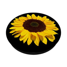 Load image into Gallery viewer, Sunflower yellow on black phone stand for girls and boys PopSockets PopGrip: Swappable Grip for Phones &amp; Tablets