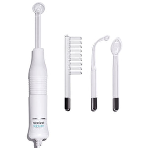 StackedSkincare High Frequency Facial Wand - Portable Skin Therapy Tool with Neon & Argon Electrodes - Helps Support Clearer Looking Skin & Scalp for Face, Hair, and Temporary Acne Appearance Care
