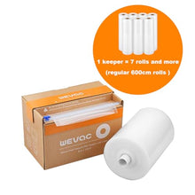 Load image into Gallery viewer, Wevac 8” x 150’ Food Vacuum Seal Roll Keeper with Cutter, Ideal Vacuum Sealer Bags for Food Saver, BPA Free, Commercial Grade, Great for Storage, Meal prep and Sous Vide (8&quot; x 150&#39;)