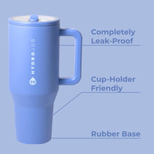 Load image into Gallery viewer, HydroJug Traveler - 32 oz Water Bottle with Handle &amp; Flip Straw - Fits in Cup Holder, Leak Resistant Tumbler-Reusable Insulated Stainless Steel &amp; Rubber Base - Gifts for Women &amp; Men, Light Blue
