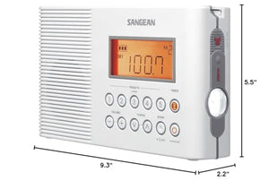 Sangean H201 Shower Radio AM/FM Waterproof, Weather Alert Radio, White