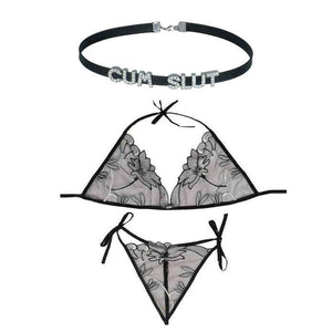 CUM SLUT Rhinestone Choker Necklaces For Wife and Husband,Artifical Crystal Punk PU Leather Collar Chokers For Lover,Gothic Letters Jewelry For Women