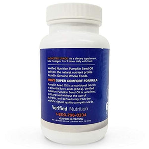 100% Pure Pumpkin Seed Oil - 60 Soft Gels Containing a Rich Nutrient Profile Found in Genuine Whole Foods - Men's Super Comfort Formula - Nutritional Oil Rich in Essential Fatty Acids - 1 Bottle