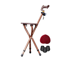 Load image into Gallery viewer, Heavy Duty Walking Cane with Folding Seat - 440 lbs Capacity, Adjustable Aluminum Alloy Cane with LED Light