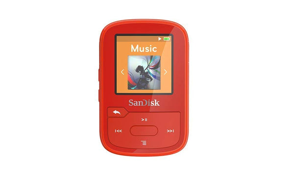 SanDisk 16GB Clip Sport Plus MP3 Player, Red - Bluetooth, LCD Screen, FM Radio - SDMX28-016G-G46R (Renewed)