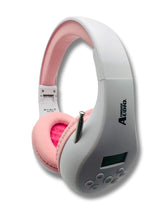 Load image into Gallery viewer, THINGS AUDIO Portable Personal FM Radio Headphones Pull-Out Antenna for Great Reception, Walking, Jogging, Relaxing, School, Talk Radio - Powered by 2AA Batteries (Not Included) (White &amp; Pink)