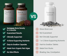 Load image into Gallery viewer, AlgaeCal - Bone Builder Pack for Bone Density Increase, Clinically Supported Plant Based Calcium Supplement &amp; Strontium, Vitamins K2 (100mg), D3 (1600 IU), Magnesium &amp; 16 Essential nutrients