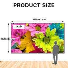 Load image into Gallery viewer, Japard 200 Inch Projector Screen Outdoor Indoor, 4K Full HD 3D 16:9 Double-Sided Projection, Foldable Portable, Wall Mount Hanging Extra Large for Outside Theater, Home Backyard Movies, Party