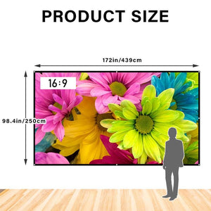 Japard 200 Inch Projector Screen Outdoor Indoor, 4K Full HD 3D 16:9 Double-Sided Projection, Foldable Portable, Wall Mount Hanging Extra Large for Outside Theater, Home Backyard Movies, Party