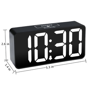 DreamSky Small Digital Alarm Clock for Bederoom, Large Big Numbers Display with Dimmer for Living Room, Electric Bedside Desk Clock with USB Charging Port, Adjustable Volume, USB-C Adapter Powered