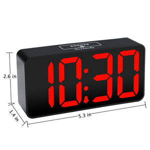 DreamSky Small Digital Alarm Clock for Bedroom, Large Big Numbers Display with Brightness Dimmer, Electric Bedside Desk Clock with USB Charging Port, Adjustable Alarm Volume, USB-C Adapter Powered