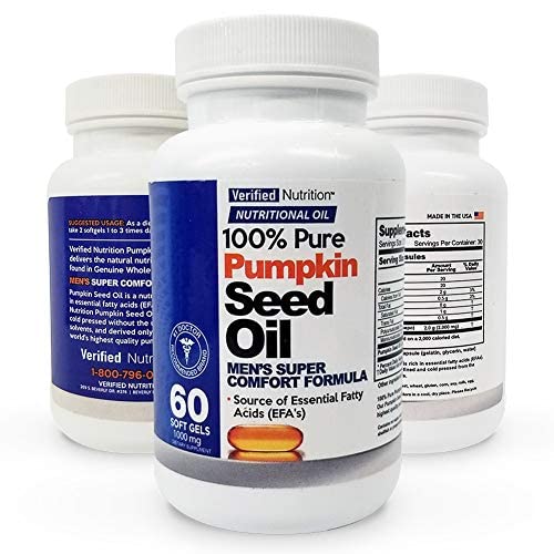 100% Pure Pumpkin Seed Oil - 60 Soft Gels Containing a Rich Nutrient Profile Found in Genuine Whole Foods - Men's Super Comfort Formula - Nutritional Oil Rich in Essential Fatty Acids - 1 Bottle