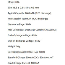 Load image into Gallery viewer, Cecicebb Vapcell IMR 18350 1600mAh 5A Flat top Rechargeable Batteries 2 Pack H16