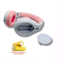 Load image into Gallery viewer, THINGS AUDIO Portable Personal FM Radio Headphones Pull-Out Antenna for Great Reception, Walking, Jogging, Relaxing, School, Talk Radio - Powered by 2AA Batteries (Not Included) (White &amp; Pink)