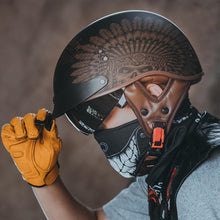 Load image into Gallery viewer, Motorcycle Half Helmet Sun Visor Quick Release Buckle DOT Approved Half Face Helmets for Men Women (F02-Indian, M)
