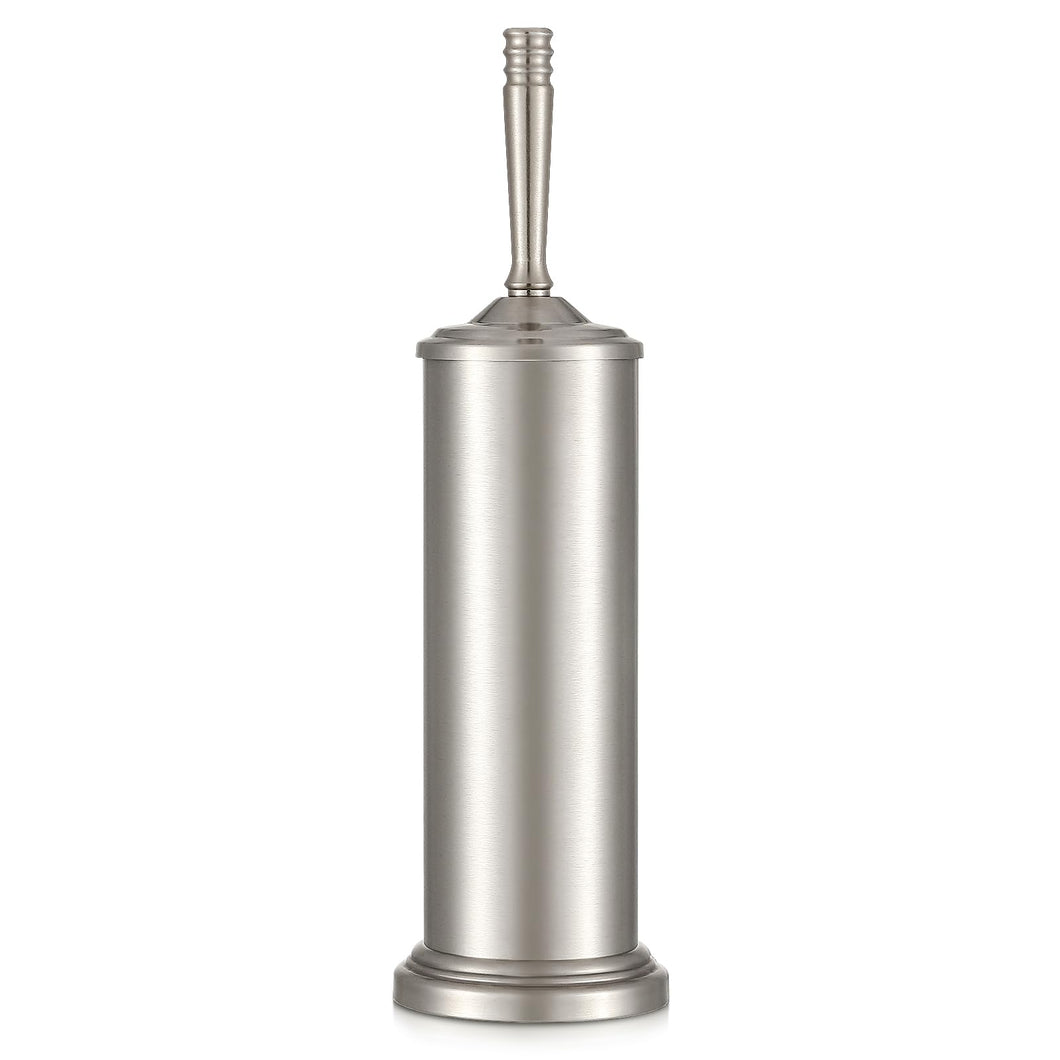 Stainless Steel Toilet Brush and Holder,Toilet Bowl Brush with Long Handle for Bathroom,Toilet Brushes-Space Saving,Covered Brush, Durable, Deep Cleaning,Splash Resistant (Satin Nickel)