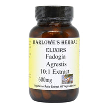 Load image into Gallery viewer, Barlowe&#39;s Herbal Elixirs Fadogia Agrestis Extract - 60 600mg VegiCaps - Stearate Free, Glass Bottle!