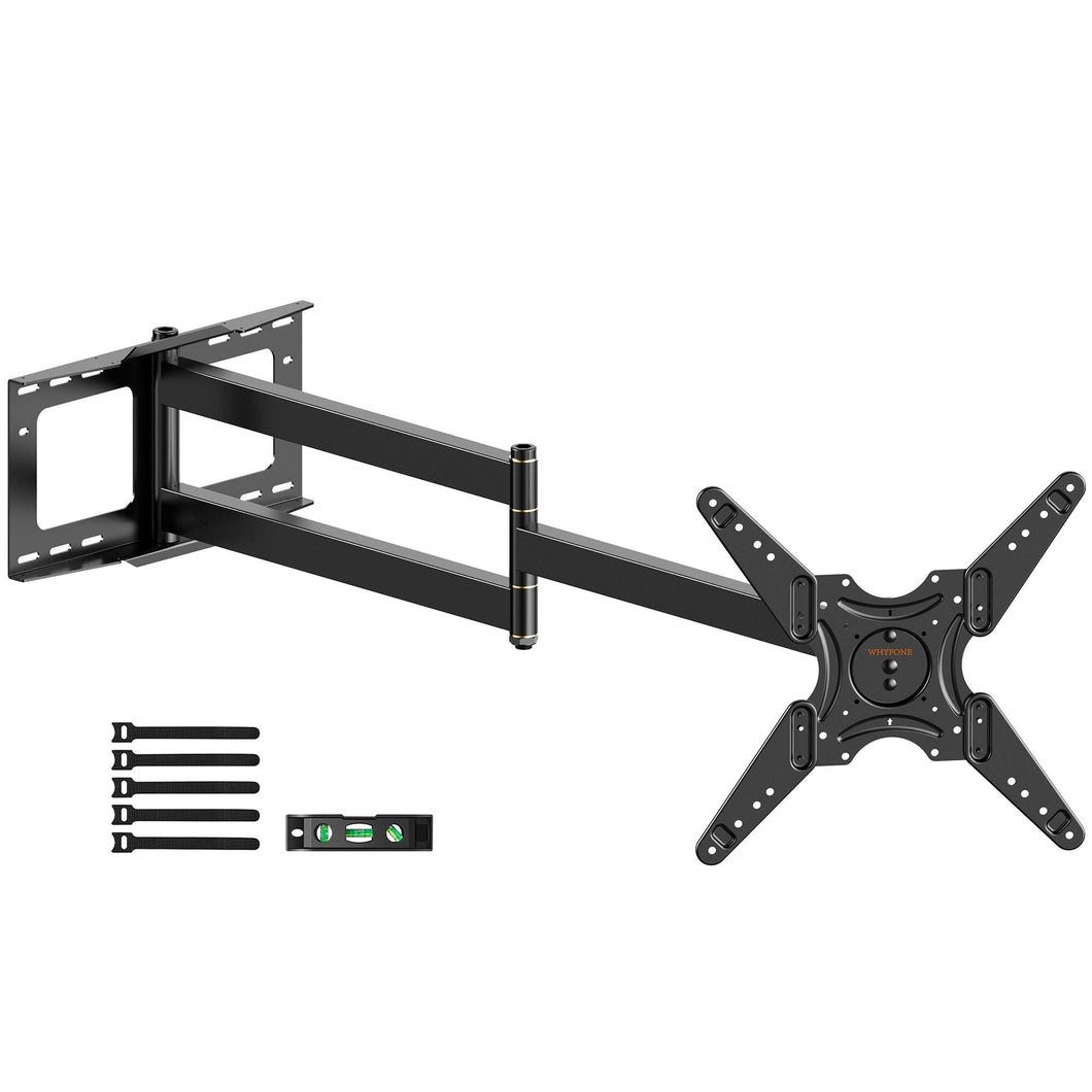 WHYFONE 48'' Extension Long Arm TV Wall Mount Heavy Duty, Landscape to Portrait Full Motion TV Mount Vertical for 26''-65'' Screens, VESA 400x400mm,16''Wood Stud/Concrete/Brick Wall
