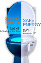 Load image into Gallery viewer, 2 Pack Toilet Night Lights with Motion Activated Sensor,16-Color Changing LED Inside Toilet Bowl Nightlight, Cool Stuff for Bathroom Accessories Decor, Unique Gadgets for Men and Kids Brithday Gifts
