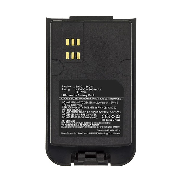 Synergy Digital Satellite Phone Battery, Compatible with Inmarsat VKB 56426 702 098 Satellite Phone, (Li-ion, 3.7V, 3000mAh) Ultra High Capacity, Replacement for Inmarsat SAS2 Battery