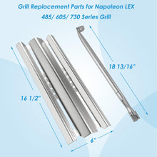 Load image into Gallery viewer, BBQration Grill Parts for Napoleon LEX 485, LEX 605, LEX 730, Mirage 485 605 Series Grills, Built-in LEX 485,16.5&quot; Heat Plate &amp; Burner Replacement Parts for Napoleon Grill Accessories