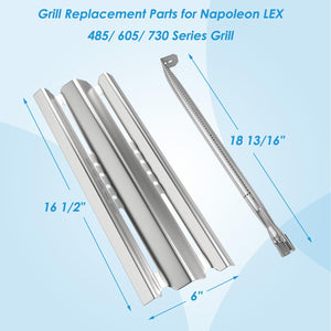 BBQration Grill Parts for Napoleon LEX 485, LEX 605, LEX 730, Mirage 485 605 Series Grills, Built-in LEX 485,16.5" Heat Plate & Burner Replacement Parts for Napoleon Grill Accessories