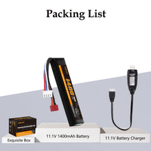 Load image into Gallery viewer, VICMILE 1400mAh Airsoft Battery 11.1V Lipo Battery with Deans T Plug 30C High Discharge Rate Rechargeable 3S Lipo Battery for Airsoft Model Guns