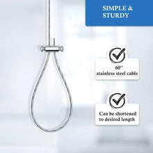Load image into Gallery viewer, Libaro Ceiling Mounted Shower Curtain Rod Support – Adjustable 60″ Ceiling Suspension Holder for Curved, L-Shaped &amp; Straight Shower Rods, Sturdy Rustproof Stainless Steel Support (Prevents Sagging)