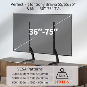 TV Stand Mount for Sony Bravia 55/65/75inch TVs, Table Top TV Stand Base, Height Adjustable Replacement Stand, for Most 36-75" LED Flat Screen TVs, Steel TV Feet Holds up to 110 lbs, Max VESA 600x600m