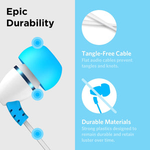 LilGadgets Kids Earbuds Wired for School - Safe & Comfortable, Volume Limited, Wired in Kids Ear Buds with an in-Line Microphone, Travel Case, and Splitter - Blue