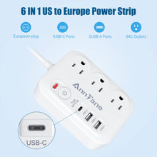 Load image into Gallery viewer, European Travel Plug Adapter with 4FT Extension Cord, (Not for UK) US to European International Plug Adapter Travel Essentials France Germany Greece
