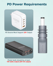 Load image into Gallery viewer, Gunovy 2PCS Starlink Mini USB C to DC Power Cable Adapter, 20V Type C Male to DC 5.5 x 2.1mm Female, for Starlink Mini Accessories, Gray
