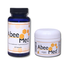 Load image into Gallery viewer, AbeeMed Natural Supplement 60 Capsules + Cream 2 oz Value Pack - Bee Venom Apitoxin - Pain Support - Mobility