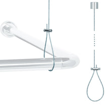 Load image into Gallery viewer, Libaro Ceiling Mounted Shower Curtain Rod Support – Adjustable 60″ Ceiling Suspension Holder for Curved, L-Shaped &amp; Straight Shower Rods, Sturdy Rustproof Stainless Steel Support (Prevents Sagging)