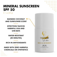 Load image into Gallery viewer, Elixir by Cocó March Broad Spectrum Mineral Sunscreen SPF 50 Sun Protection, Water-Resistant-80 min, Hydrates and Enhances Skin, Adults and Children- 2.1 Oz 59 g