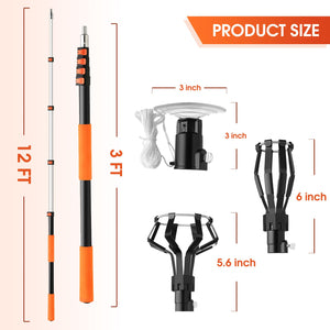 26ft Reach Light Bulb Changer for High Ceilings Telescopic Light Bulb Extension Pole Changer 5-20ft Light Bulb Removal Tool with Baskets and Suction Cup