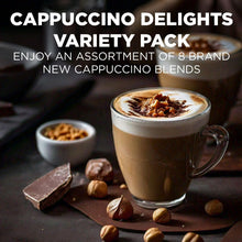 Load image into Gallery viewer, Maud&#39;s Cappuccino Coffee Pods Variety Pack, 56 ct, 8 Assorted Flavors, Recyclable Single Serve Pods – Compatible with Keurig K Cups Maker