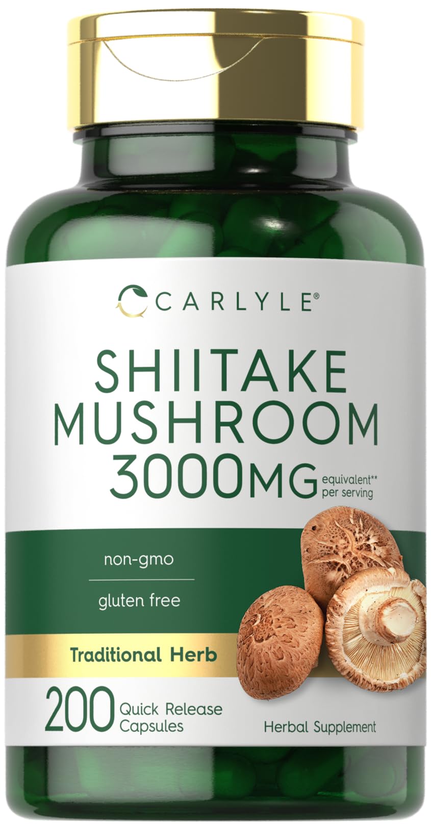 Carlyle Shiitake Mushroom Extract | 3000mg | 200 Capsules | Non-GMO, Gluten Free